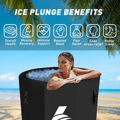 Inflatable Cold Plunge Tub 118 Gallons Capacity Ice Bath Black