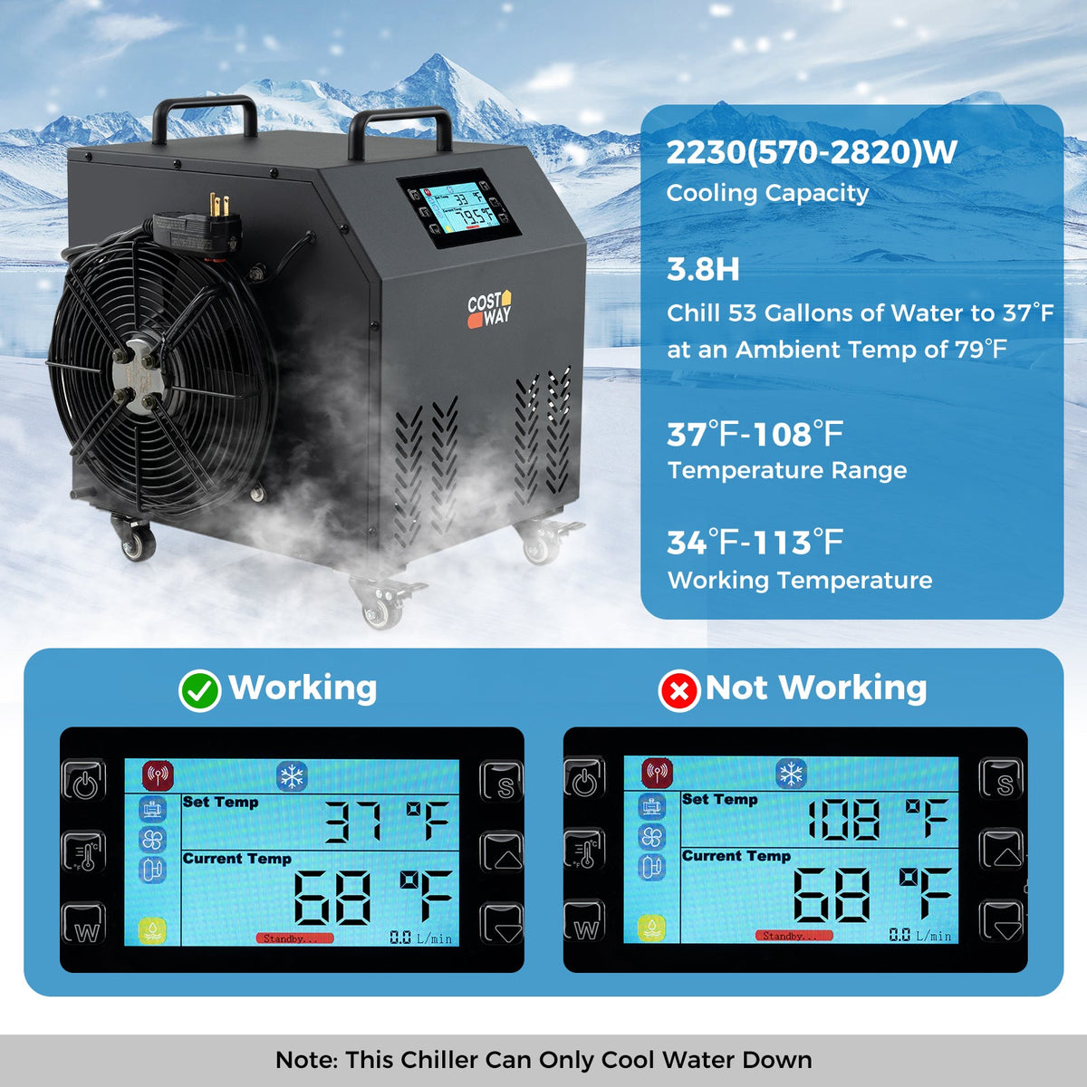 HP Ice Bath Water Chiller for Cold Plunge Tubs with Compressor-Black