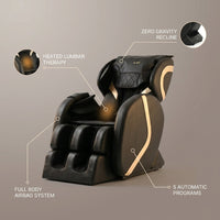 Massage Chair Built for Full Body Relief, Zero Gravity Design, 5 Automatic Modes, Multiple Airbag System — infographic