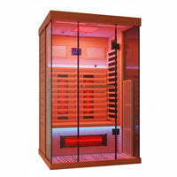 Infrared Sauna Built for Daily Wellness, Full Spectrum Heat, Canadian Hemlock Wood, Glass Door, Red Light